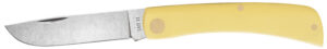 Case 00032 Sod Buster Jr.  2.80" Folding Skinner Plain Tumble Polish Chrome Vanadium Steel Blade/Yellow Synthetic Handle