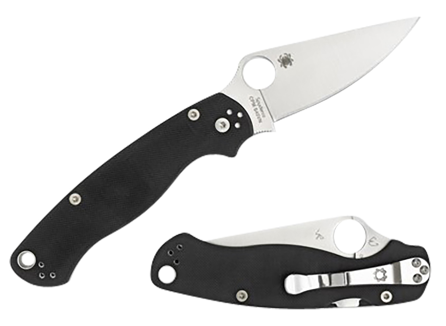 Spyderco C81GPLE2 Para Military 2 3.42" Folding Plain Satin CPM S45VN SS Blade Black Textured G10 Handle Left Hand Includes Pocket Clip