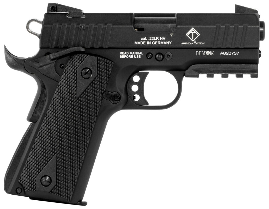 GSG GERG2210GSG9CA 922 *CA Compliant 22 LR 10+1 3.40" All Black Steel Barrel, Serrated Slide, Zinc Alloy w/Picatinny Rail & Beavertail Frame, Black Double Diamond Polymer Grip