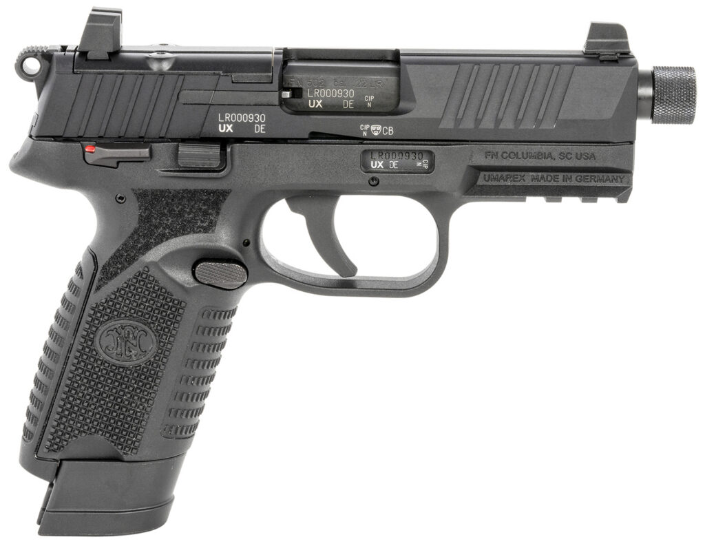 FN 66101010 502 Tactical 22 LR 10+1 15+1 4.60" Black Steel Threaded Barrel, Black Optic Ready/Serrated Slide & Polymer Frame w/Picatinny Rail, Black Textured Polymer Grip, Ambidextrous