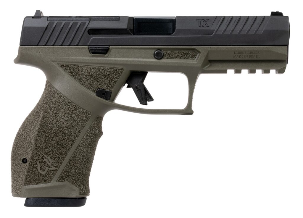Taurus TX 9 Full Size 9mm Luger 17+1 4.50" Black Barrel, OD Green Alloy Steel Optic Ready/Serrated Slide, Black Stainless Steel Frame w/Picatinny Rail, Interchangeable Backstrap Grip