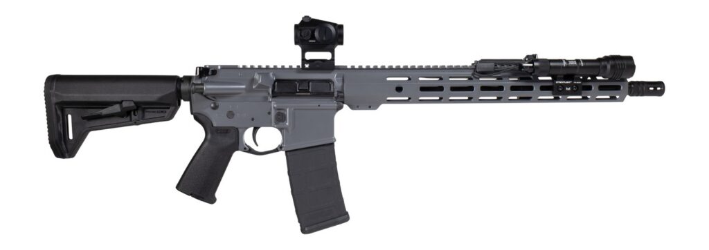 Shark Coast Tactical SCTARGCC Grey Night Bundle 5.56 NATO 10+1 16" Black Nitride Barrel, Gray Cerakote Aluminum Receiver w/Picatinny Rail, M-LOK Handguard, Black Polymer Stock & Grip, StreamLight ProT