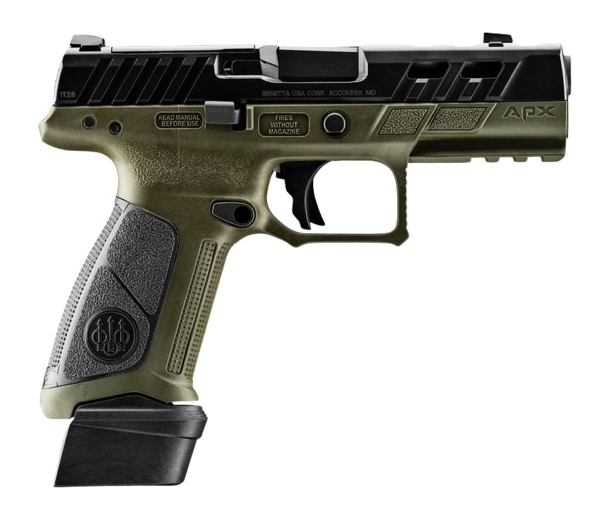 Beretta USA JAXA1F910PTODG APX A1 Full Size Frame 9mm Luger 10+1 4.25" Ported Barrel, OD Green Steel Optic Ready/Ported/Serrated Slide, Polymer Frame w/Picatinny Rail, Textured Grip, Ambidextrous