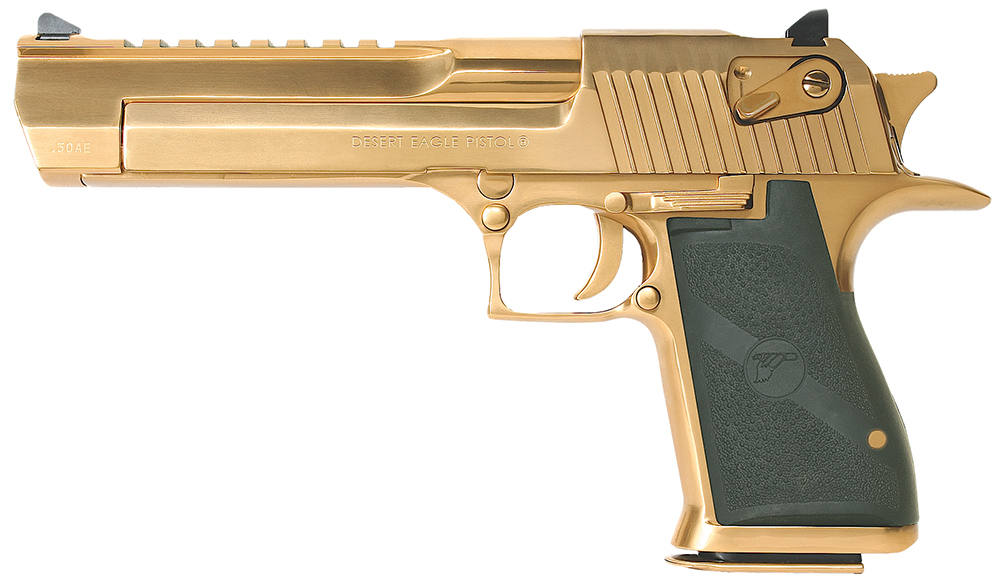 Magnum Research DE44TG Desert Eagle Mark XIX 44 Rem Mag 6" 8+1 Titanium Gold Carbon Steel Frame & Slide Black Rubber Grip