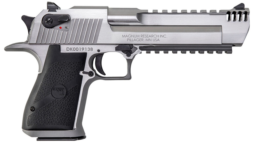 Magnum Research DE50SRMB Desert Eagle Mark XIX 50 AE 6" with Muzzle Brake 7+1 Overall Stainless Steel Black Rubber Grip