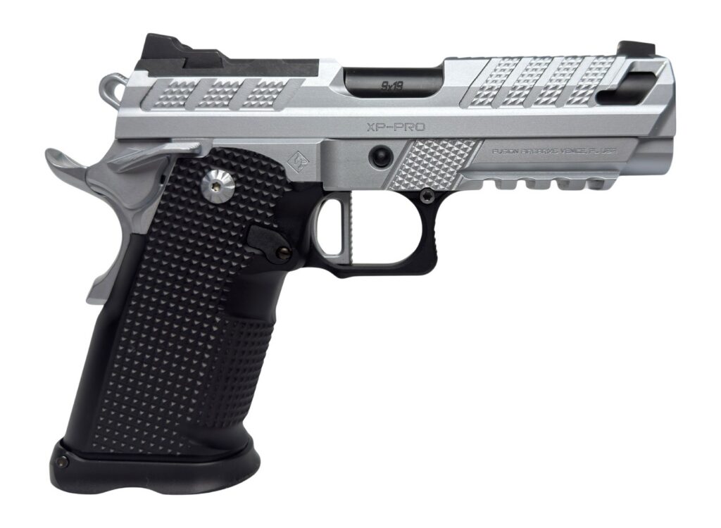 Fusion Firearms XP-3C-9-C-10 XP 3C Compact Frame 9mm Luger 10+1 3" Black Tennifer Barrel, Chrome Steel Serrated Slide & Frame w/Beavertail & Picatinny Rail, Black Aluminum Grip