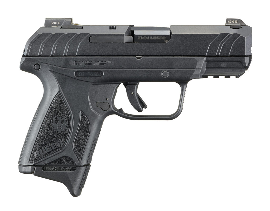 Ruger 3815 Security-9 Compact Pro 9mm Luger 3.42" Barrel 10+1, Black Polymer Frame With Picatinny Acc. Rail, Front Serrated Black Oxide Steel Slide, Trigger Safety