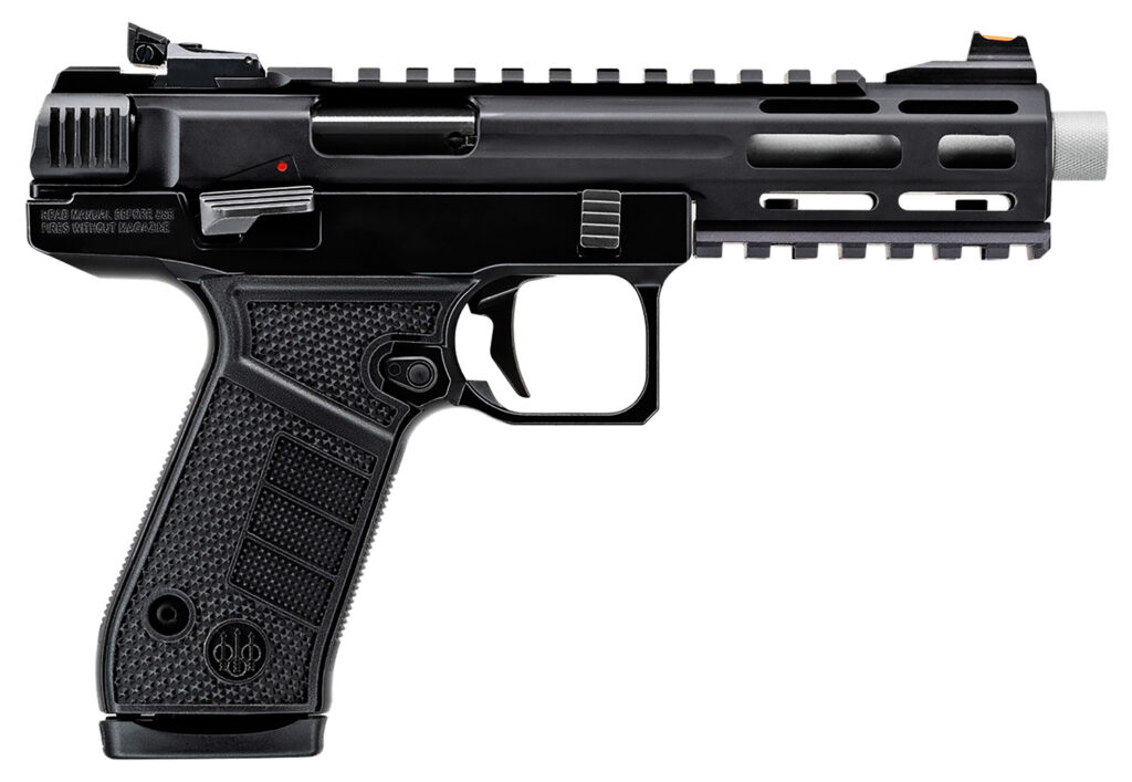 Beretta USA JB22TACMET15 B Series Jaguar Tac Full Size 22 LR 15+1 5.25" Stainless Threaded Barrel w/M-LOK Barrel Shroud, Black Picatinny Rail Slide, Black Metal Frame w/Picatinny Rail, Interchangeable