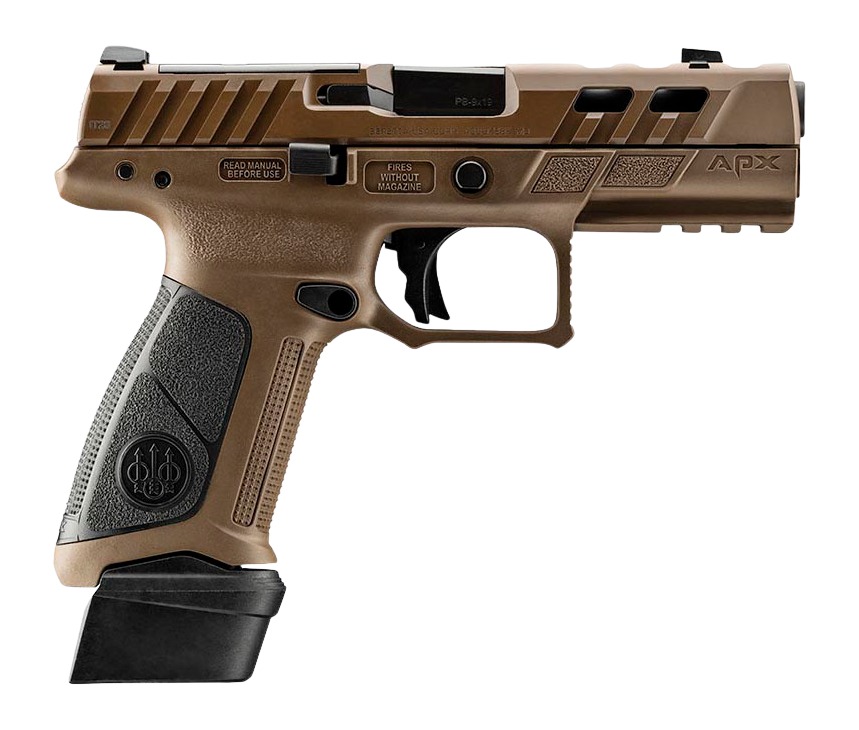 Beretta USA JAXA1F915PTFDE APX A1 Full Size Frame 9mm Luger 15+1 4.25" Ported Barrel, Flat Dark Earth Steel Optic Ready/Ported/Serrated Slide, Polymer Frame w/Picatinny Rail, Textured Grip, Ambidextro