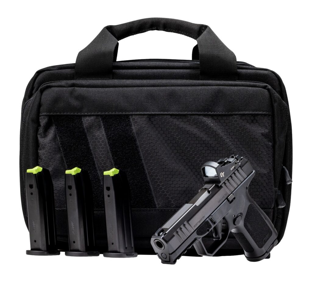 Rost Martin RM1CBLKOSP15SPL RM1C Bundle Compact Frame 9mm Luger 15+1 4" Black Match Grade Barrel, Black Nitrocarburized Steel Serrated w/3 MOA Optic Slide, Black Polymer Frame w/Picatinny Rail, Interc