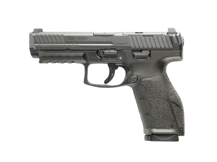 HK 81001243 VP9 A1 F-B Full Size Frame 9mm Luger 20+1 4.50" Steel Optic Ready Slide, Black Polymer Frame w/Picatinny Rail, Interchangeable Backstrap Grip